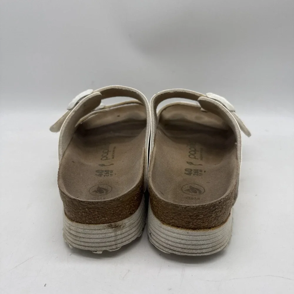 Papillio by Birkenstock Platform Sandals Women EU 40 White Leather Double Buckle